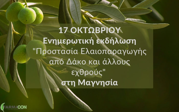 Ενημερωτική εκδήλωση: &quot;Προστασία Ελαιοπαραγωγής από Δάκο και άλλους εχθρούς&quot; στη Μαγνησία