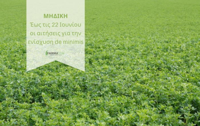 Μηδική: Έως τις 22 Ιουνίου οι αιτήσεις για την ενίσχυση de minimis